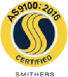 AS9100:2016 Certified quality management certification badge for aerospace and defense manufacturing