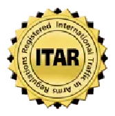 ITAR Registered manufacturer certification badge for defense and controlled export compliance.